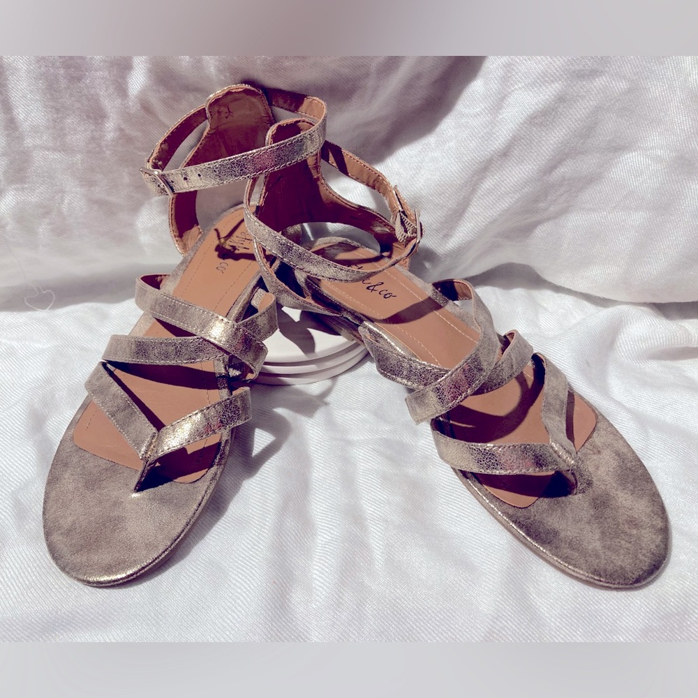 Gold Gladiator-Style Faux Leather Sandals, Adjustable, Style&Co, Women’s 5/Kid 3